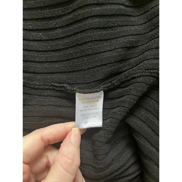 Zoe + Phoebe Black Ribbed Open Front Waterfall Knit Basic Cardigan Size Medium - Picture 6 of 6